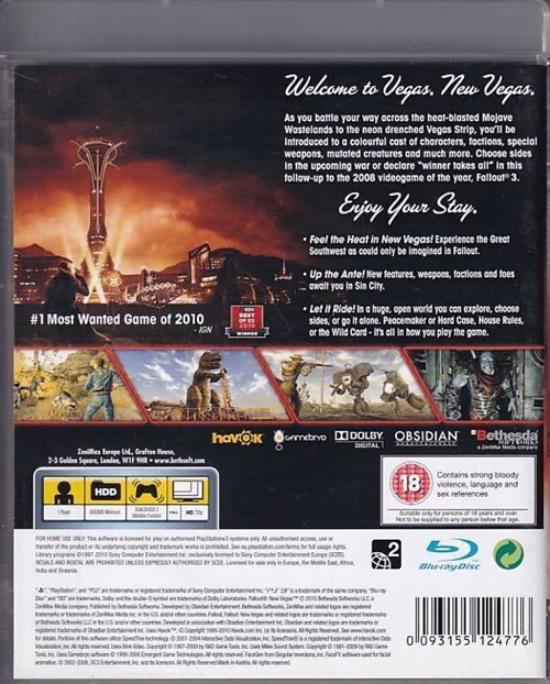 Fallout New Vegas - PS3 (A Grade) (Genbrug)